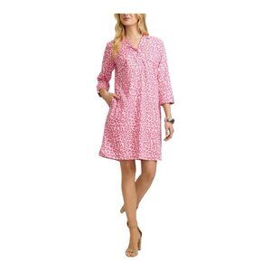 Foxcroft Sloane Tonal Cheetah 3/4 Sleeve Dress Small Pink Flambé Pockets